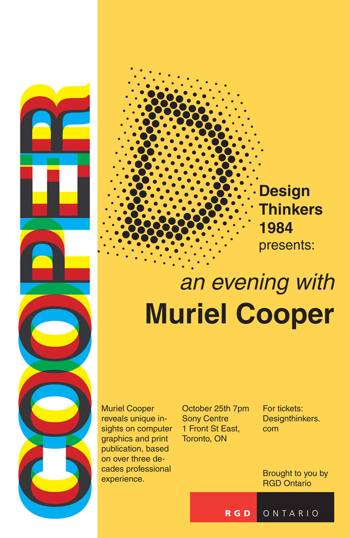 RGD 'Registered Graphic Designers' Speaker Series: Muriel Cooper promotional poster.