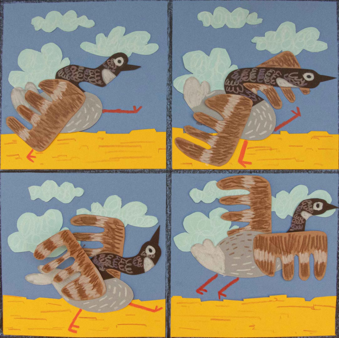 A collage illustration titled 'Goose Flight'.