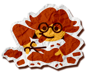 Paper Patchy working on his arts and crafts.